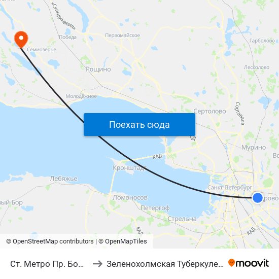 Ст. Метро Пр. Большевиков to Зеленохолмская Туберкулезная больница map