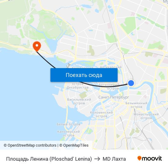 Площадь Ленина (Ploschad' Lenina) to MD Лахта map
