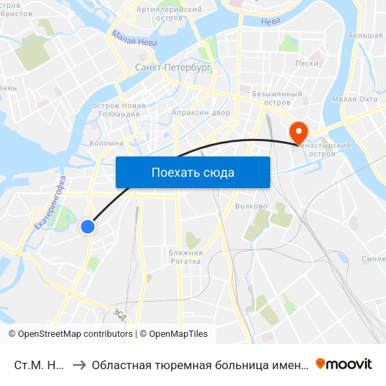 Ст.М. Нарвская to Областная тюремная больница имени Фёдора Петровича Гааза map