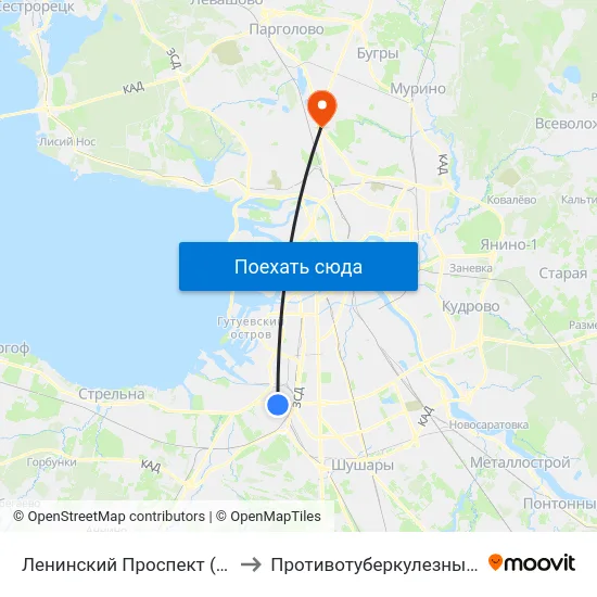 Ленинский Проспект (Leninsky Prospekt) to Противотуберкулезный диспансер №11 map