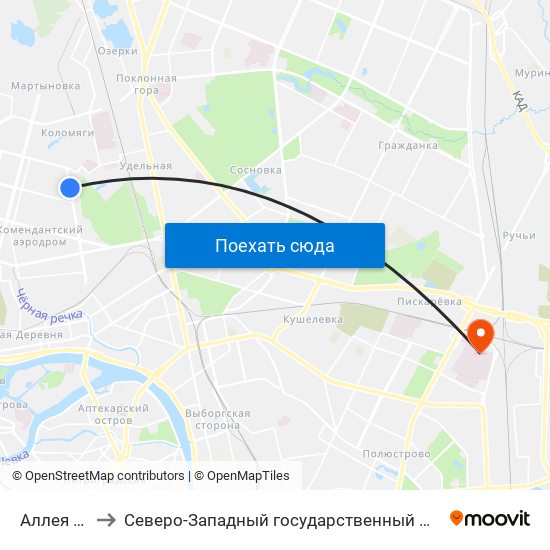Аллея Котельникова to Северо-Западный государственный медицинский университет имени Ильи Ильича Мечникова map