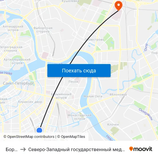 Боровая Ул. to Северо-Западный государственный медицинский университет имени Ильи Ильича Мечникова map