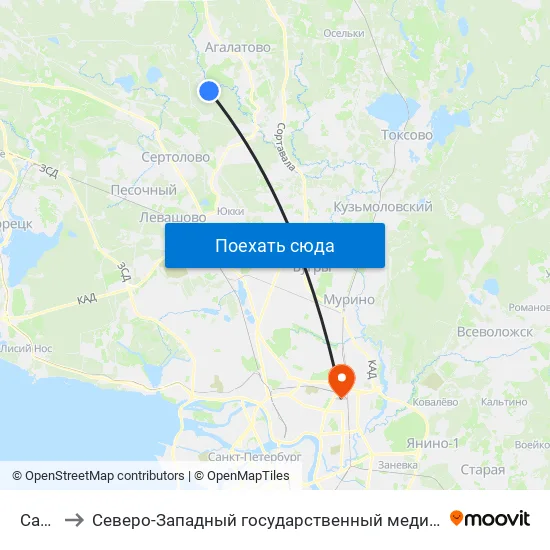Сарженка to Северо-Западный государственный медицинский университет имени Ильи Ильича Мечникова map