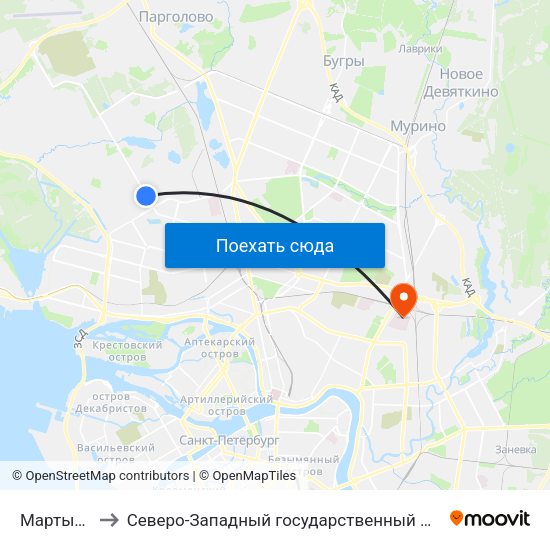 Мартыновский Сквер to Северо-Западный государственный медицинский университет имени Ильи Ильича Мечникова map