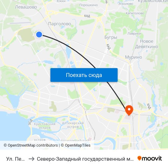Ул. Первого Мая 89 to Северо-Западный государственный медицинский университет имени Ильи Ильича Мечникова map