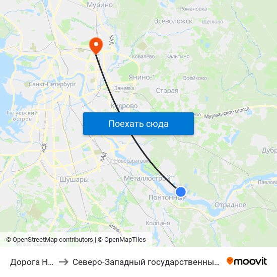 Дорога На Петровскую Дачу to Северо-Западный государственный медицинский университет имени Ильи Ильича Мечникова map