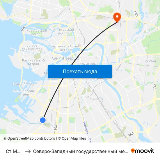 Ст.Метро Автово to Северо-Западный государственный медицинский университет имени Ильи Ильича Мечникова map