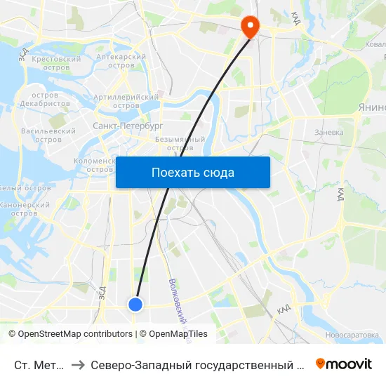 Ст. Метро Московская to Северо-Западный государственный медицинский университет имени Ильи Ильича Мечникова map