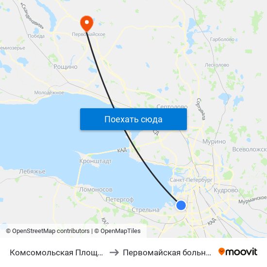 Комсомольская Площадь to Первомайская больница map