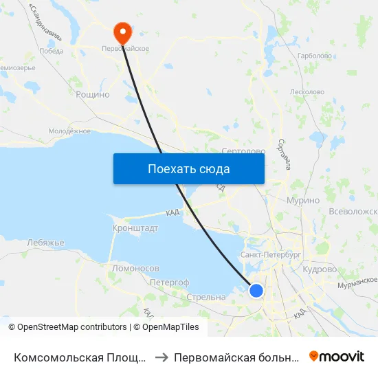 Комсомольская Площадь to Первомайская больница map