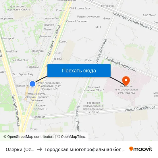 Озерки (Ozerki) to Городская многопрофильная больница №2 map