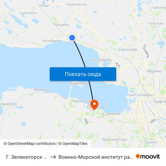 Г. Зеленогорск Вокзал (Высадки И Посадки Нет) to Военно-Морской институт радиоэлектроники имени Александра Степановича Попова map
