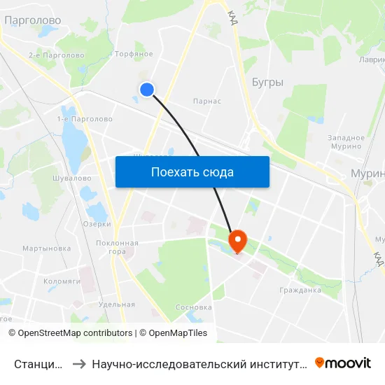 Станция Метро «Парнас» to Научно-исследовательский институт травматологии и ортопедии имени Вредена Романа Романовича map