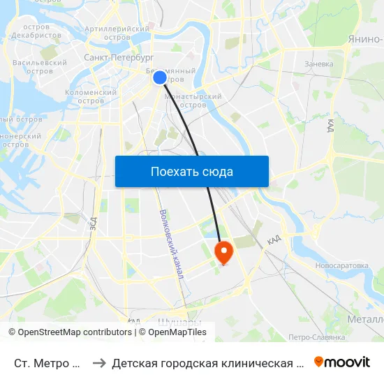 Ст. Метро Площадь Восстания to Детская городская клиническая больница №5 имени Нила Фёдоровича Филатова map