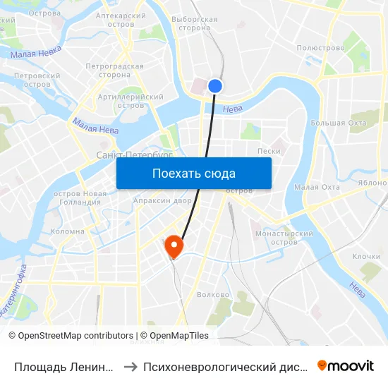 Площадь Ленина (Ploschad' Lenina) to Психоневрологический диспансер Фрунзенского района map