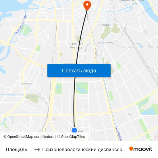Площадь Победы to Психоневрологический диспансер Фрунзенского района map