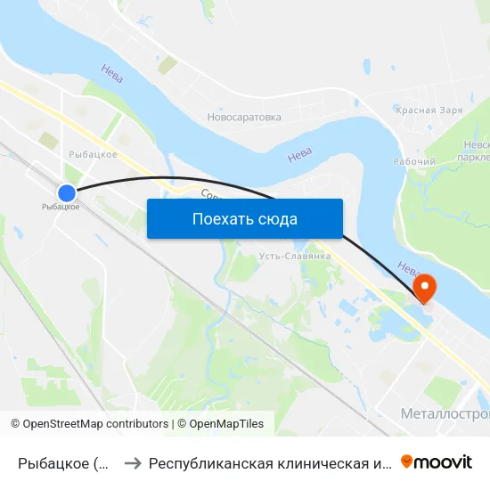 Рыбацкое (Rybatskoye) to Республиканская клиническая инфекционная больница map