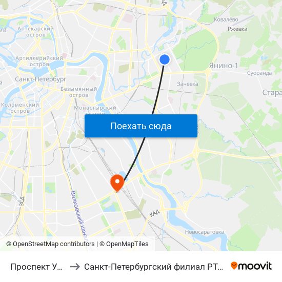 Проспект Ударников to Санкт-Петербургский филиал РТА имени В.Б. Бобкова map