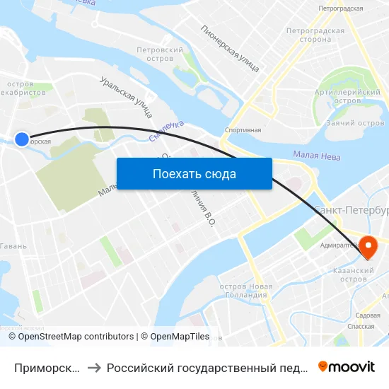 Приморская (Primorskaya) to Российский государственный педагогический университет имени А. И. Герцена map