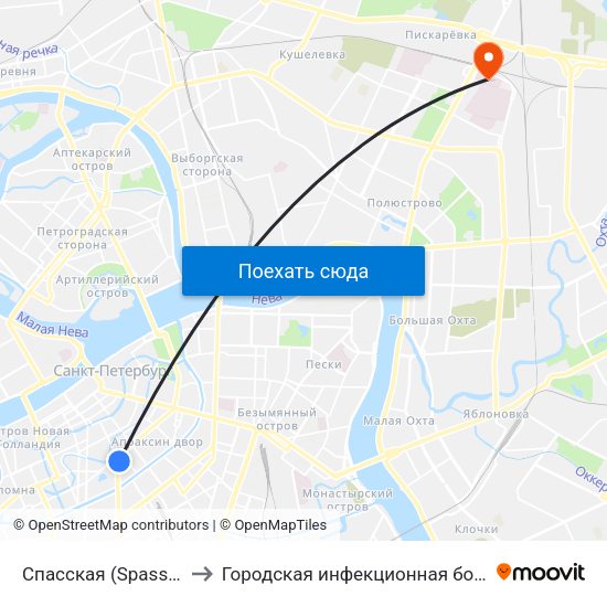 Спасская (Spasskaya) to Городская инфекционная больница map