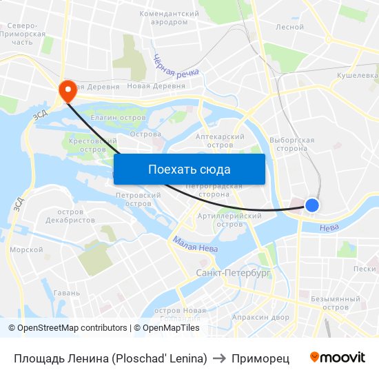 Площадь Ленина (Ploschad' Lenina) to Приморец map