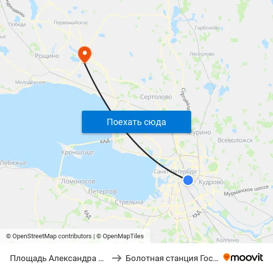 Площадь Александра Невского - 1 (Ploschad' Aleksandra Nevskogo - 1) to Болотная станция Государственного Гидрологического Института map