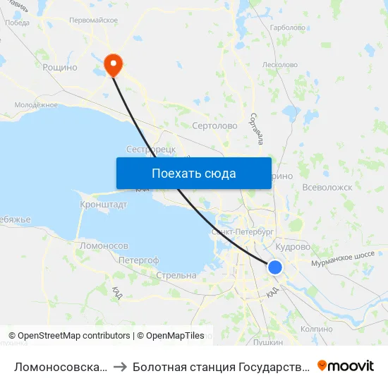 Ломоносовская (Lomonosovskaya) to Болотная станция Государственного Гидрологического Института map