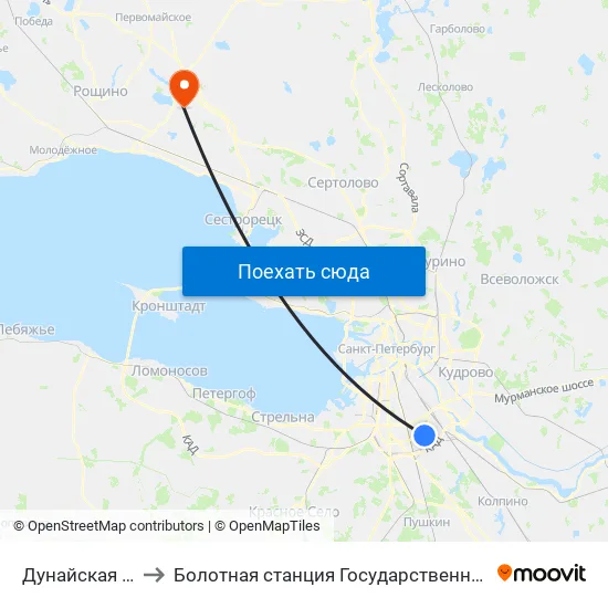 Дунайская (Dunayskaya) to Болотная станция Государственного Гидрологического Института map