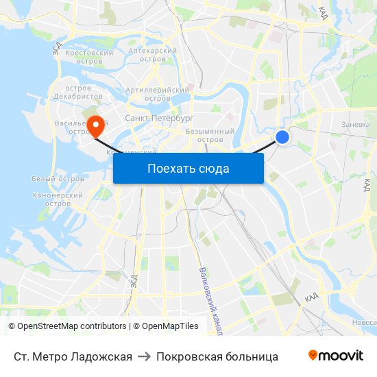 Ст. Метро Ладожская to Покровская больница map