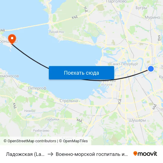 Ладожская (Ladozhskaya) to Военно-морской госпиталь имени Н. А. Семашко map