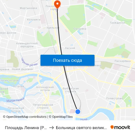 Площадь Ленина (Ploschad' Lenina) to Больница святого великомученика Георгия map