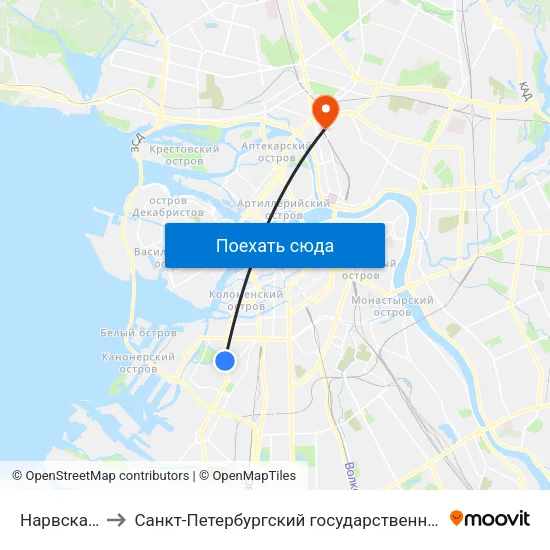 Нарвская (Narvskaya) to Санкт-Петербургский государственный педиатрический медицинский университет map