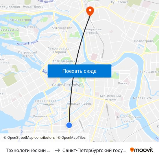 Технологический Институт - 1 (Tekhnologicheskiy Institut - 1) to Санкт-Петербургский государственный педиатрический медицинский университет map