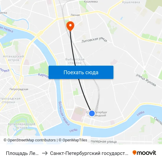 Площадь Ленина (Ploschad' Lenina) to Санкт-Петербургский государственный педиатрический медицинский университет map