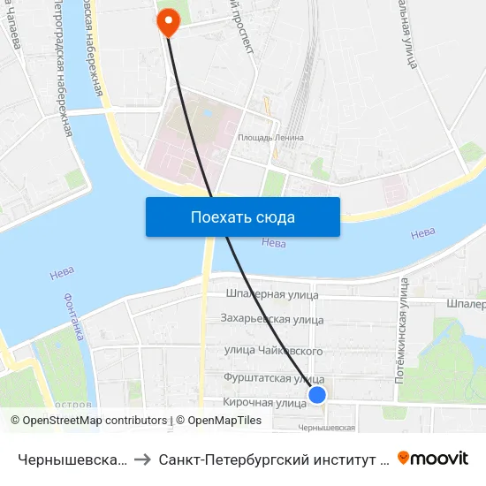 Чернышевская (Chernyshevskaya) to Санкт-Петербургский институт усовершенствования врачей-экспертов map