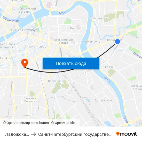 Ладожская (Ladozhskaya) to Санкт-Петербургский государственный архитектурно-строительный университет map