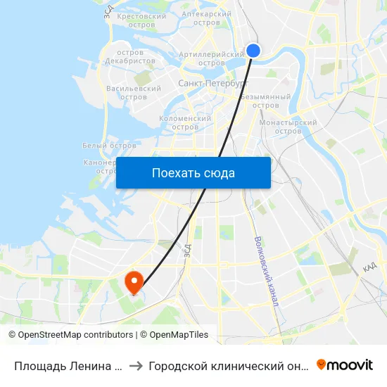 Площадь Ленина (Ploschad' Lenina) to Городской клинический онкологический диспансер map