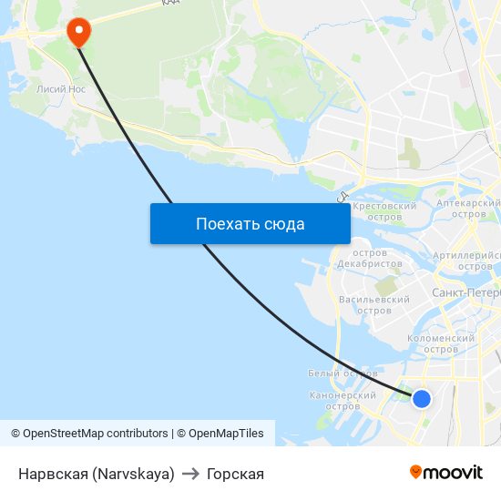 Нарвская (Narvskaya) to Горская map