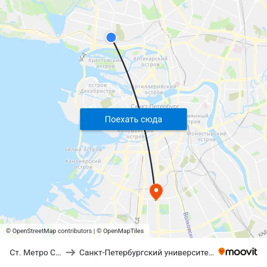 Ст. Метро Старая Деревня Посадка to Санкт-Петербургский университет государственной противопожарной службы МЧС России map