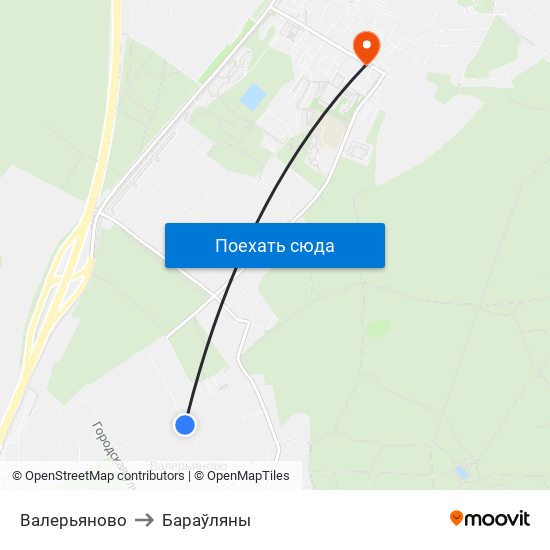 Валерьяново to Бараўляны map