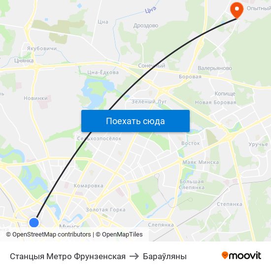 Станцыя Метро Фрунзенская to Бараўляны map