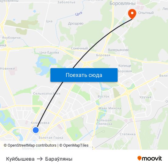 Куйбышева to Бараўляны map