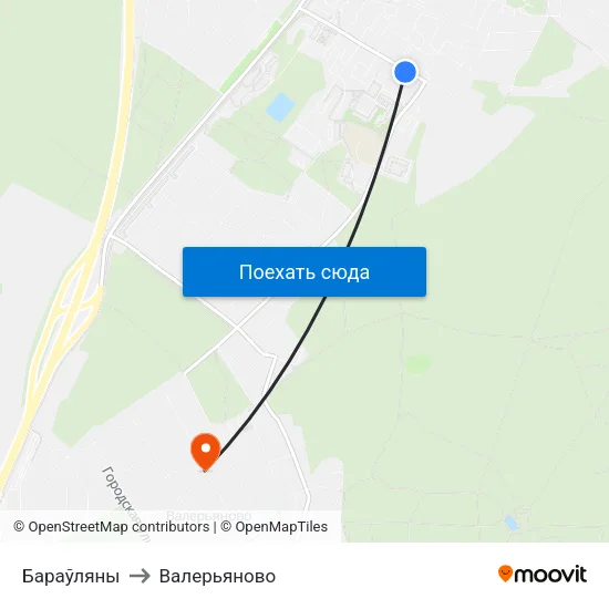Бараўляны to Валерьяново map