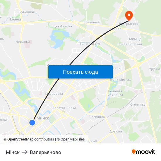 Мінск to Валерьяново map