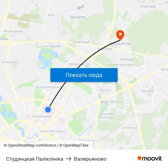 Студэнцкая Паліклініка to Валерьяново map