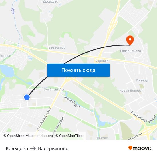 Кальцова to Валерьяново map