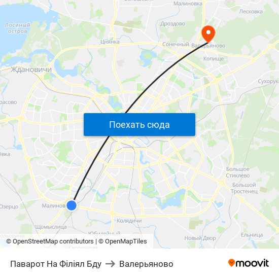 Паварот На Філіял Бду to Валерьяново map