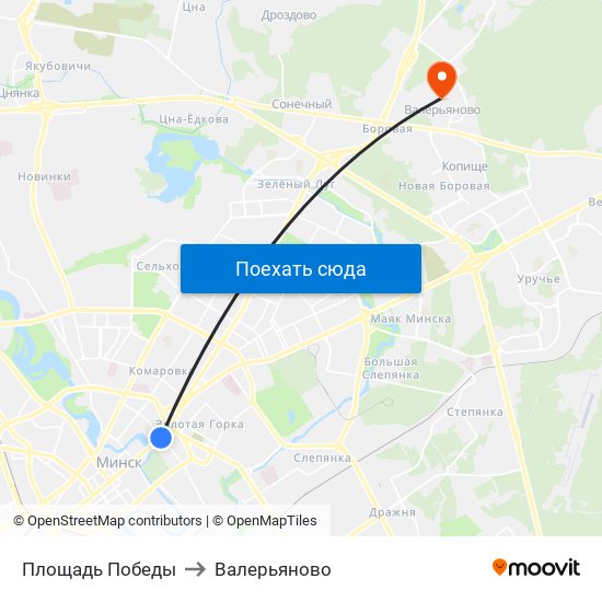 Площадь Победы to Валерьяново map