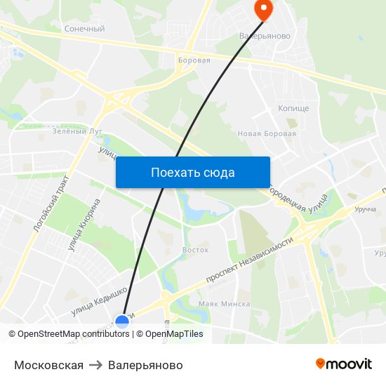 Московская to Валерьяново map