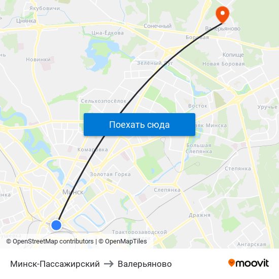 Минск-Пассажирский to Валерьяново map